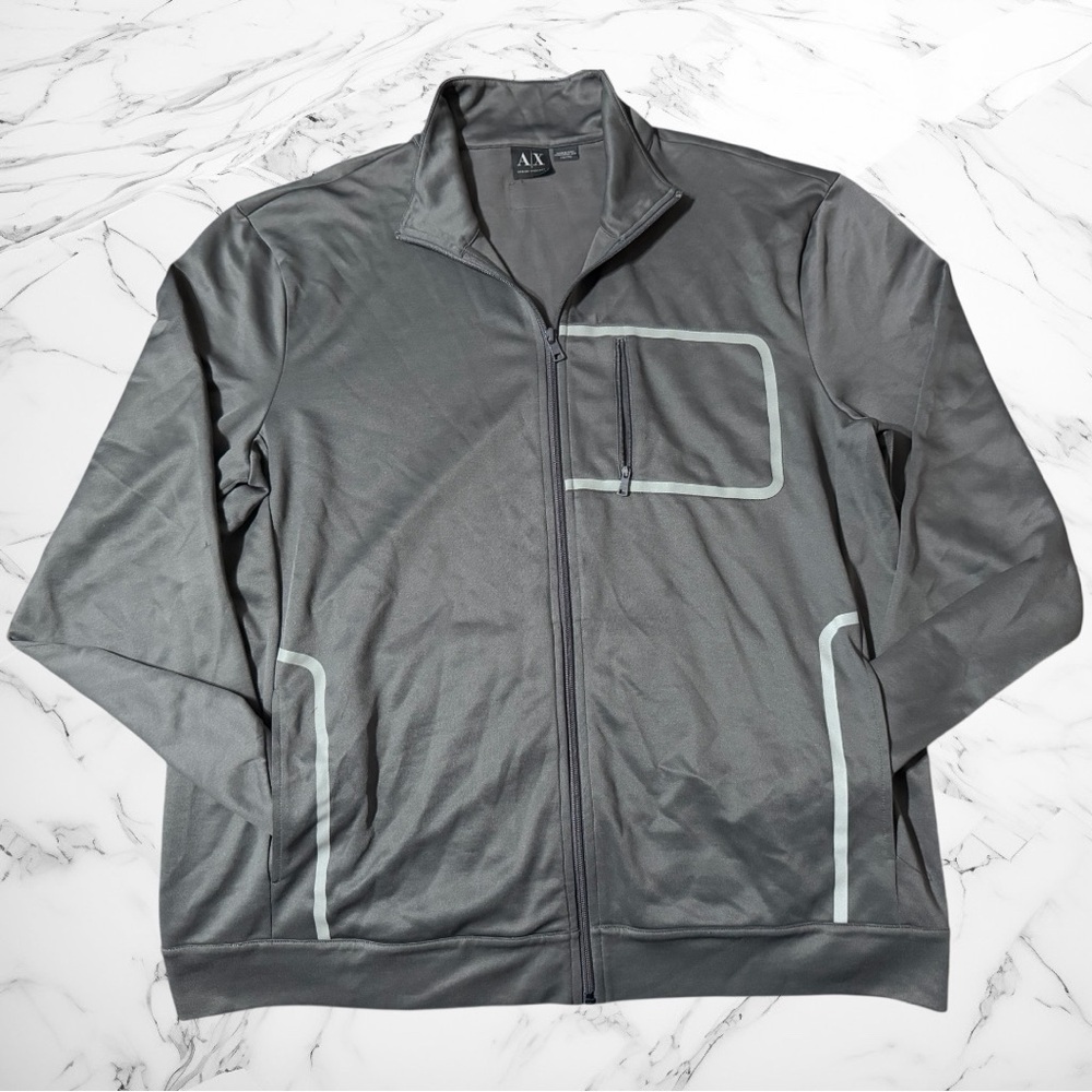 Armani Exchange EA7 Tech-Jersey Reflective Track Jacket Charcoal Grey Size XXL